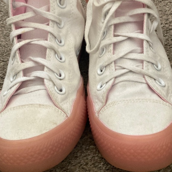 Converse Women's High-Top Sneakers in Pink and White - Picture 8 of 10